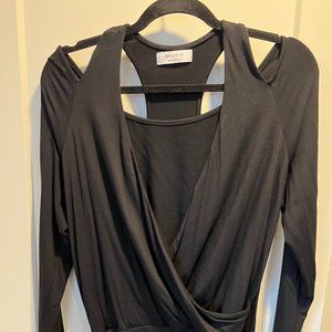 Bailey 44 Cold Shoulder- Plunge V-Neck Long Sleeve Top- Large